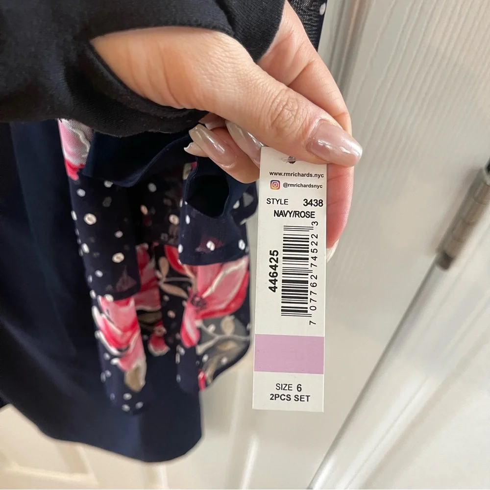 R & M Richards Womens Floral Jacket Dress With Removable Necklace